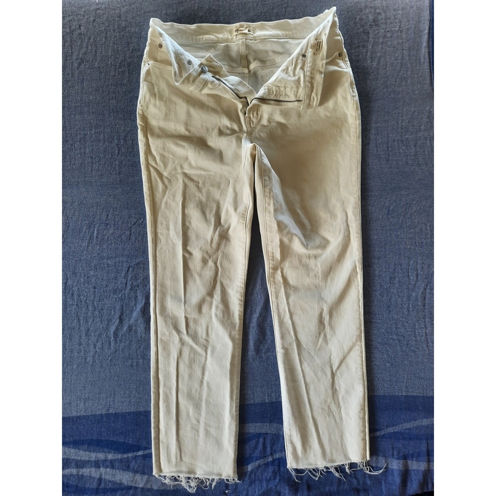 Madewell The Perfect Vintage Jean White Raw Hem High Rise Straight Leg 32x28
